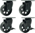 FactorDuty Set of 4 Metal Swivel Plate Caster Wheels, 3.5" Combo by FactorDuty