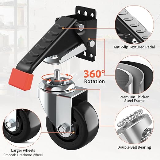 SPACEKEEPER Workbench Casters kit 920 Lbs Retractable Casters Heavy Duty Bench - Image 2