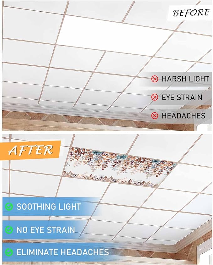 2 Pack Fluorescent Light Cover for Classroom Ceiling Light, Fall Orange - Image 6