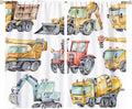 Kids Excavator Curtains, Retro Truck Tractor Machinery Construction Vehicle by SHElifestyle