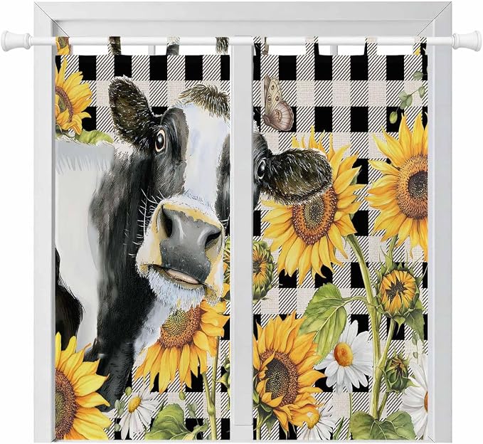 Retro Sunflowers Living Room Curtains 84 Inch Length, Window Curtains Tab Top by Unknown