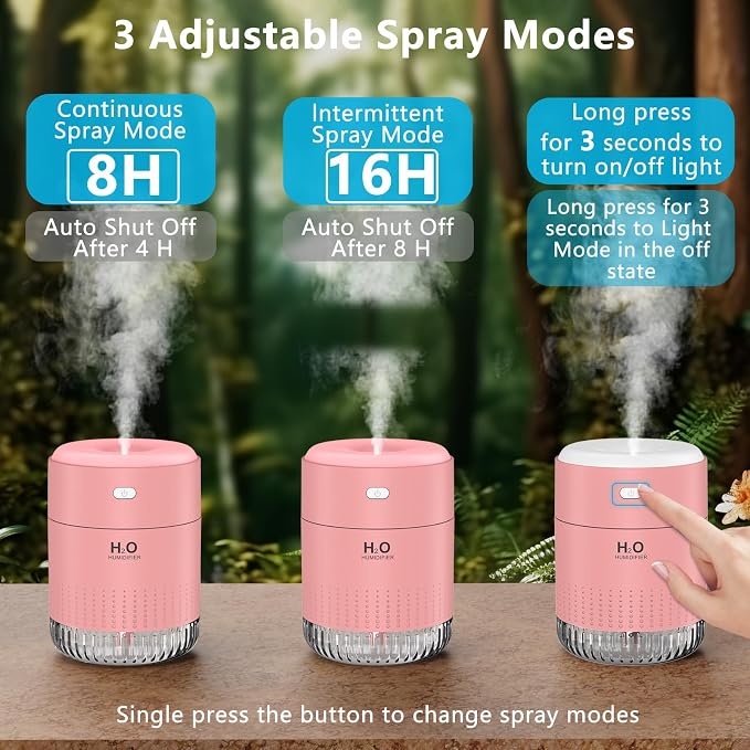SZO Plant Humidifier Indoor, 500ml Pink - Image 4