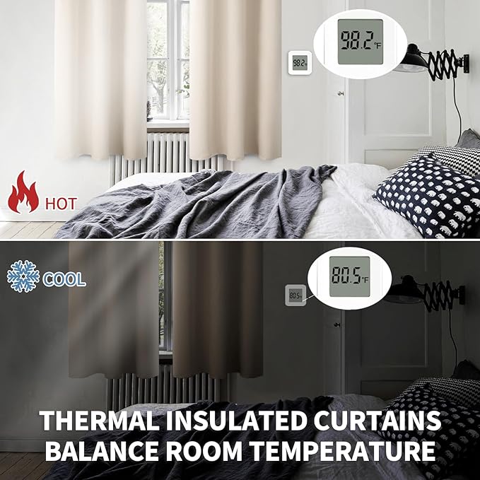 BGment Blackout Curtains - Grommet Thermal Insulated Room Darkening Bedroom and Living Room Curtains, Set of 2 Panels (42 x 72 Inch, Champagne)