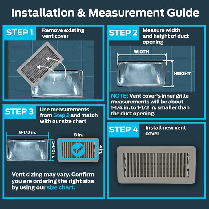 EZ-FLO 4 x 10 Inch Floor Register Vent Cover, One-Way Ventilation Register - Image 3