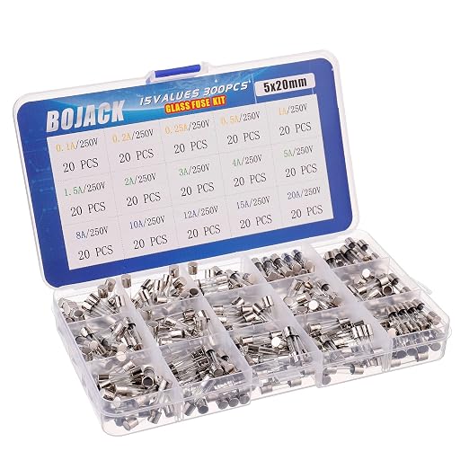 BOJACK 15 Values 300pcs Fast-Blow Glass Fuses Assortment Kit 5x20mm 250V 0.1 - Image 2