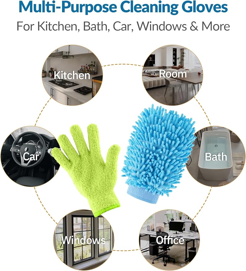 NiHome 4 Pairs Microfiber Cleaning Gloves, Dusting - Image 6