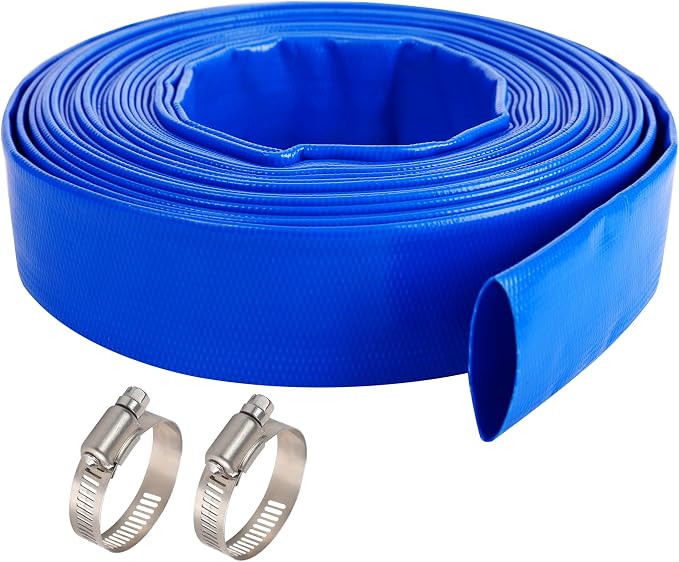 2" x 100 FT Pool Backwash Hose Blue Heavy Duty Reinforced PVC Lay Flat Water by ProfessionalBrand