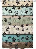 Sheer Curtains 63 Inch Length, Sage Green Brown Paw Prints Semi Sheer Curtains by Unknown