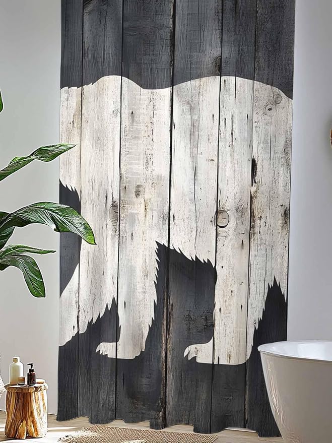 Sheer Curtains 108 Inches Long, Rustic Counrty Vintage Wood Grain Privacy Voile - Image 4