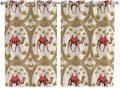 2 Panel Kitchen Cafe Curtains, Camels Palm Trees Sunlight Filtering Nature Air by Hokiten