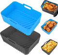 Silicone Air Fryer Liners Rectangle 2 Pack 8.0 Inch Airfryer Liners 8-10 QT by SeropyDirect