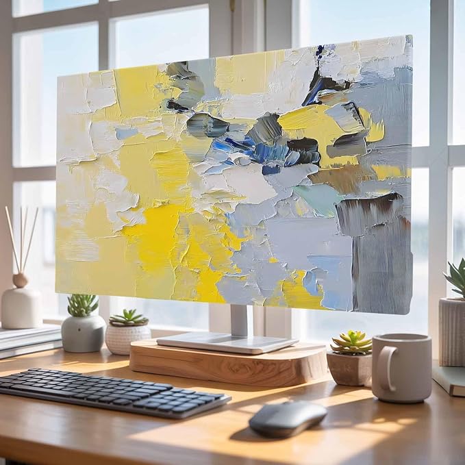 Abstract Watercolor Color Blocks Indoor TV Cover, Elastic TV Screen Protector - Image 4