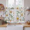 Spring Daisy Kitchen Curtains, Farmhouse Country Flower Leaf Plant Wood Grain by Unknown