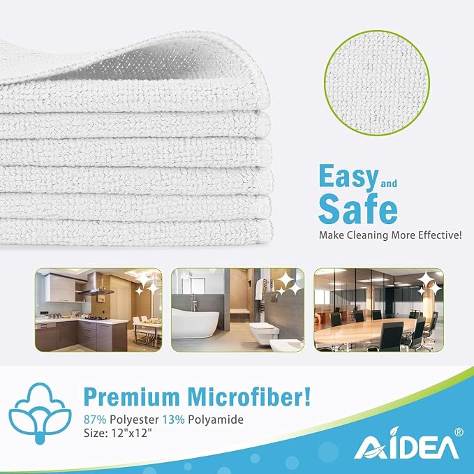 AIDEA Microfiber Cleaning Cloth White-600PK, Soft Microfiber Towels - Image 2