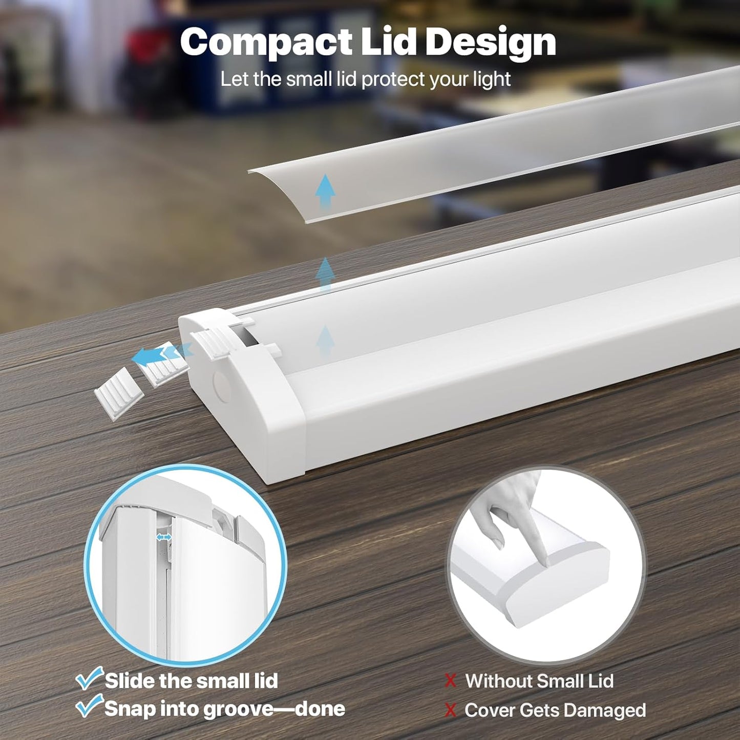 HYPERLITE 4FT LED Wraparound Light 6600LM, 60W/50W/40W, 4000K LED Shop Lights Surface Mounting，AC120V Led Ceiling Wraparound Light for Garage, Office Kitchen, Hallway, Fluorescent Replacement, 4P