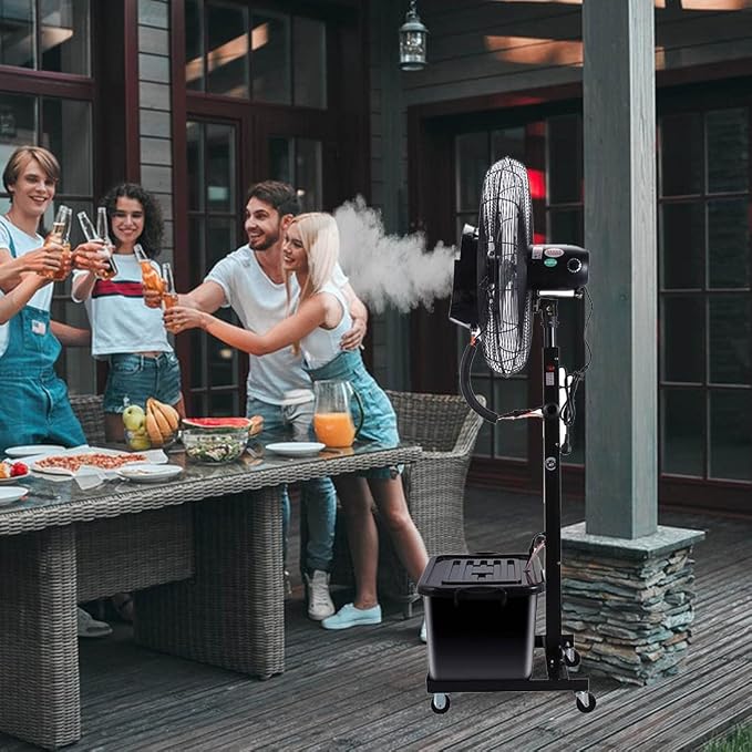 Outdoor Misting Fan, Metal High Velocity Oscillating Pedestal Fan - Image 7