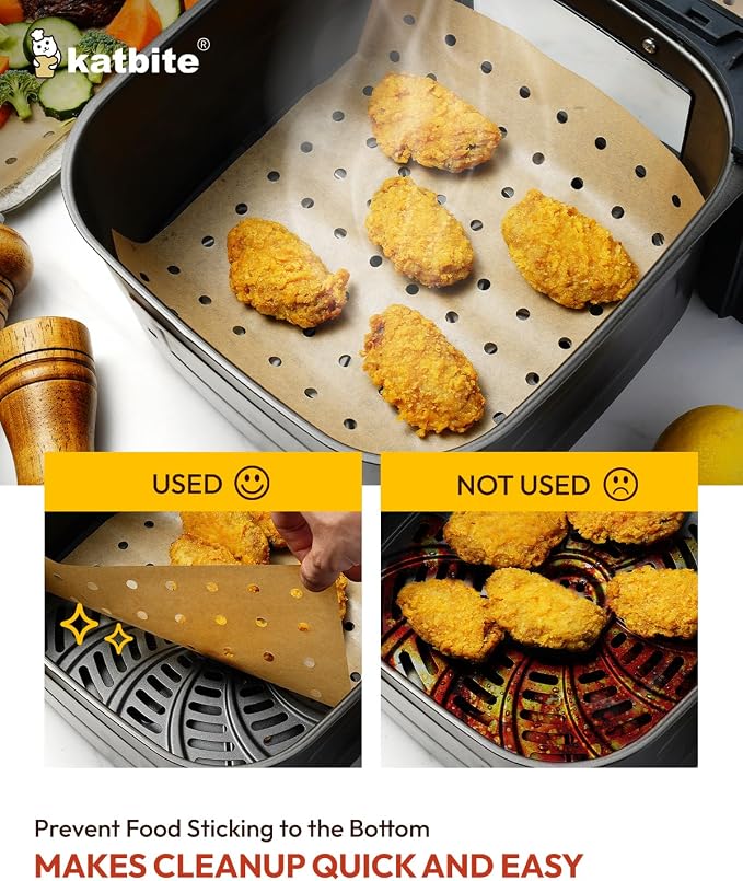 Katbite Air Fryer Parchment Paper Liners 160pcs Airfryer Liners Disposable 9x11 - Image 5