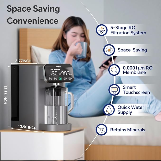 Stokk E1 Reverse Osmosis Water Filter Countertop, 5 Stage RO Water Filter System - Image 2