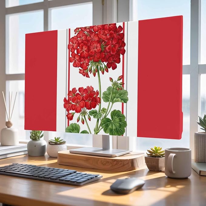 Spring Summer Flowers Geranium Indoor TV Cover, Elastic TV Screen Protector Red - Image 4