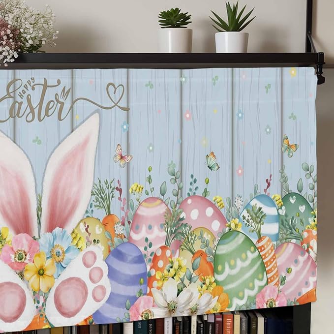 Easter Curtain Valances for Windows, Kitchen Valance Window Treatment, Spring - Image 7