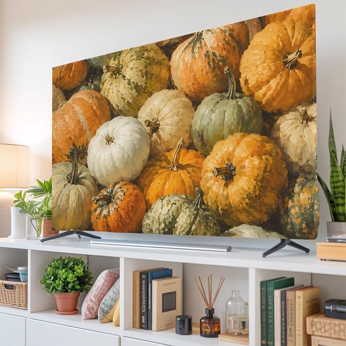 Vintage Pumpkin Fall Thanksgiving Indoor TV Cover, Elastic TV Screen Protector - Image 6