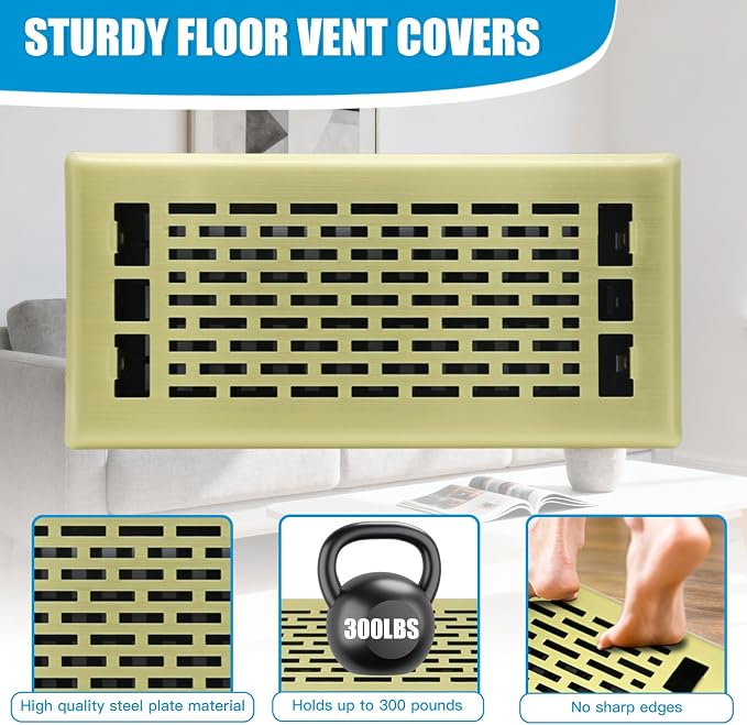 4x12 Inch Brushed Gold Floor Register - Image 2
