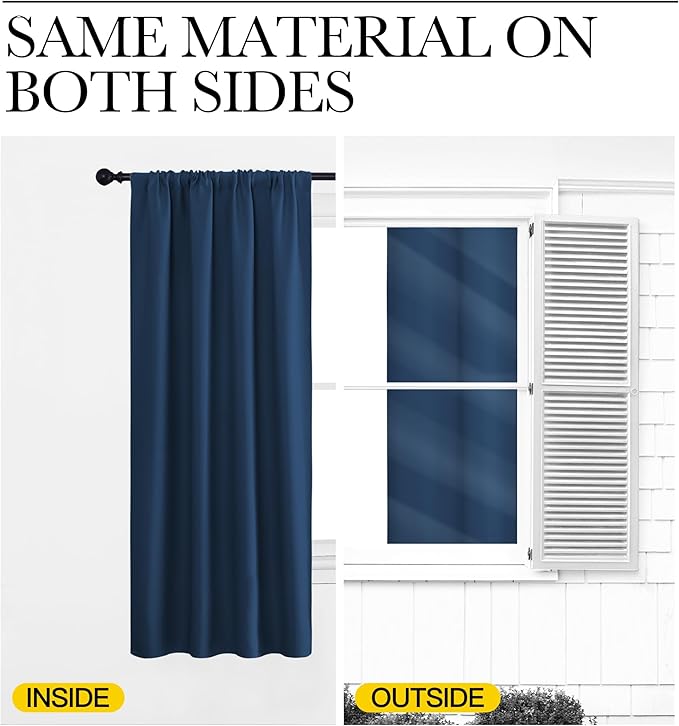 NICETOWN RV Blackout Curtains for Camper Windows, Moroccan Blue, 29" Wide by 50" Long, 2 PCs, Short Blackout Curtains & Drapes, Thermal Insulated Blackout Curtain Panels for Kids Room, Play Room