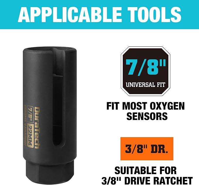 DURATECH O2 Oxygen Sensor Socket 3/8" Drive x 7/8", Oxygen Sensor Remover Tool - Image 2