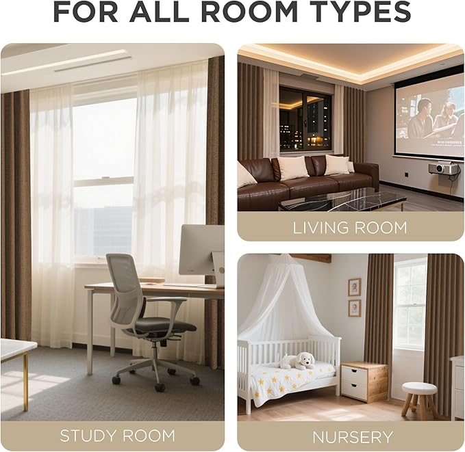 Joydeco Blackout Curtains for Bedroom - 90 Inch Long 100% Light Blocking 2 Panels Cappuccino Drapes, Thermal Insulated Room Darkening Curtains, Linen Textured for Living Room, Rod Pocket & Back Tabs