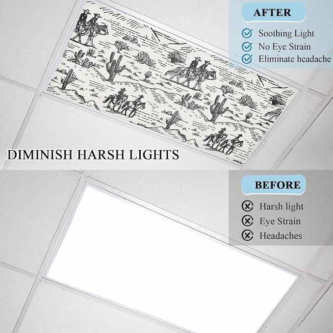 3 Pack Fluorescent Light Cover, Western Cowboys Light Covers - Image 4