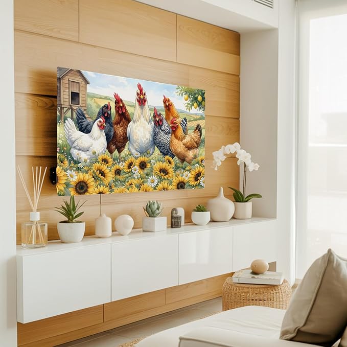 Farmhouse Animals Chickens Indoor TV Cover, Elastic TV Screen Protector - Image 3