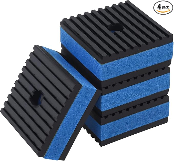 4-Pack Anti-Vibration Pads 2 x 2 x 7/8-inc, Heavy Duty Sound Isolation Ribbed by CLAHJQX