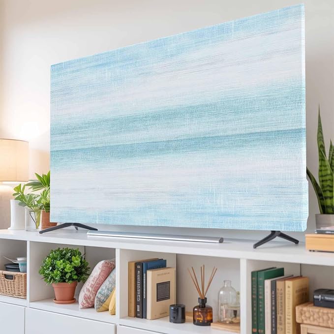 Modern Summer Light Blue Indoor TV Cover, Elastic TV Screen Protector Pastoral - Image 6