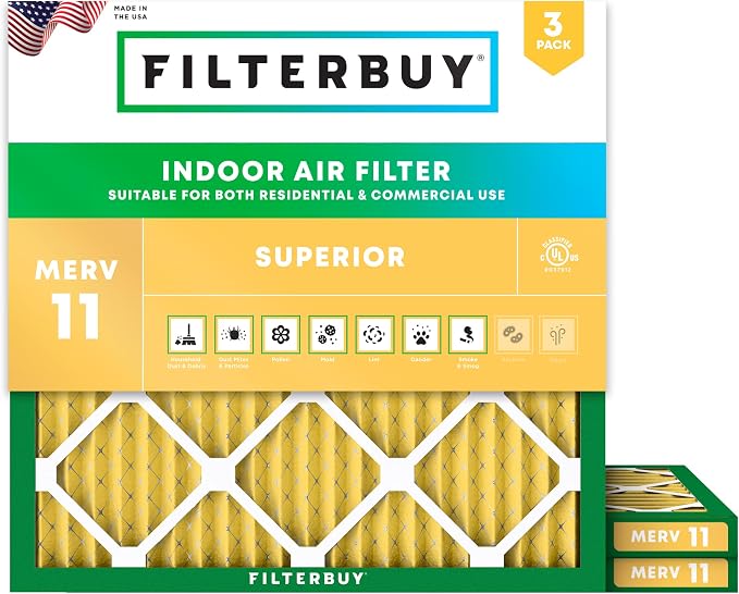 Filterbuy 22x22x1 Air Filter MERV 11 Superior Pet & Allergy Defense, by Filterbuy