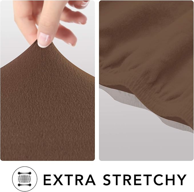 PureFit Super Stretch Chair Sofa Slipcover – Spandex Non Slip Soft Couch Sofa Cover, Washable Furniture Protector with Non Skid Foam and Elastic Bottom for Kids, Pets （Chair, Brown）