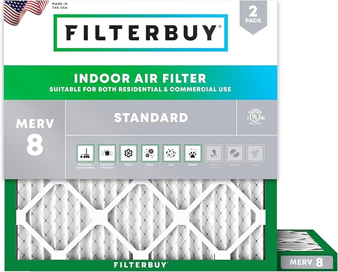 Filterbuy 15x15x1 Air Filter MERV 8 Essential Dust & Allergy Defense, by Filterbuy