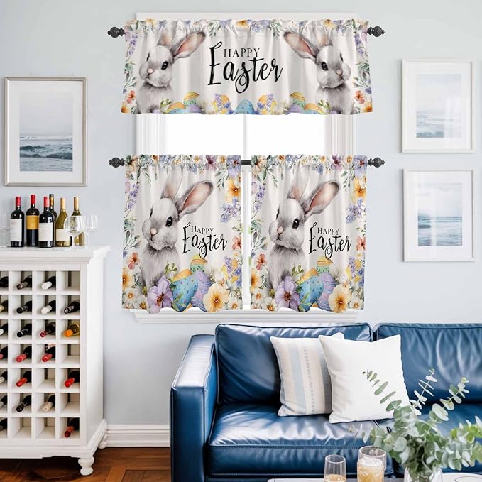 Happy Easter Kitchen Curtains Set 3 Piece - Image 2