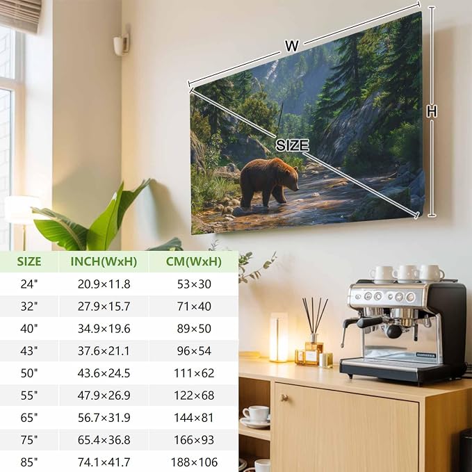 Bear Forest Mountains River Indoor TV Cover, Elastic TV Screen Protector - Image 4