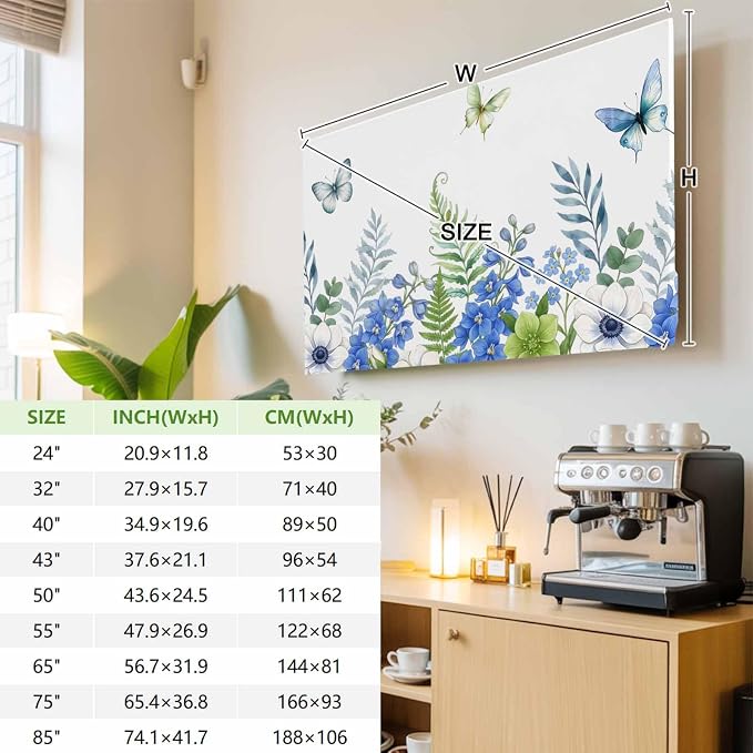 Spring Flower Leaf Butterfly Indoor TV Cover, Elastic TV Screen Protector - Image 3