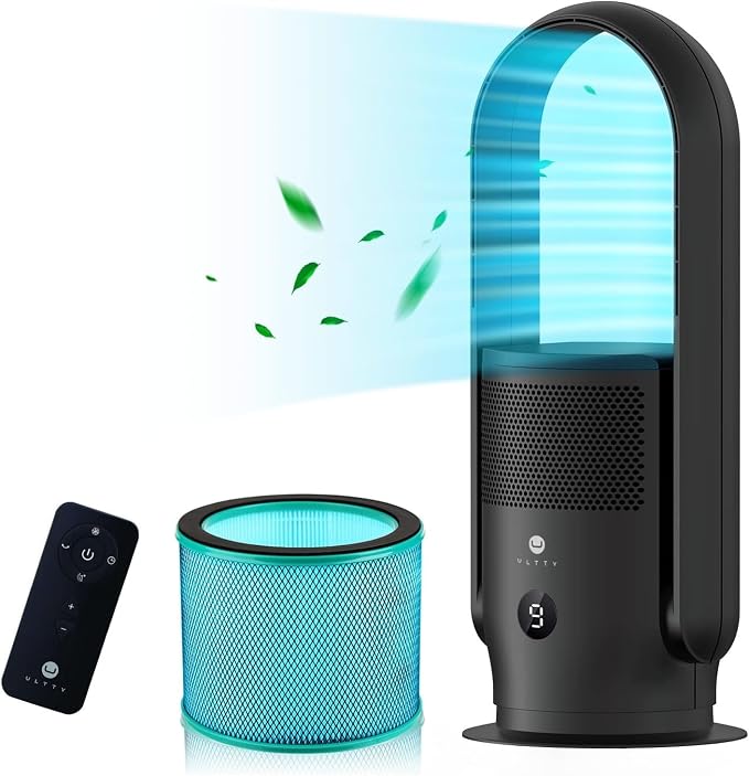 ULTTY Bladeless Tower Fan and Air Purifier in one, 23.5" Quiet Oscillating Fan by UULTTY