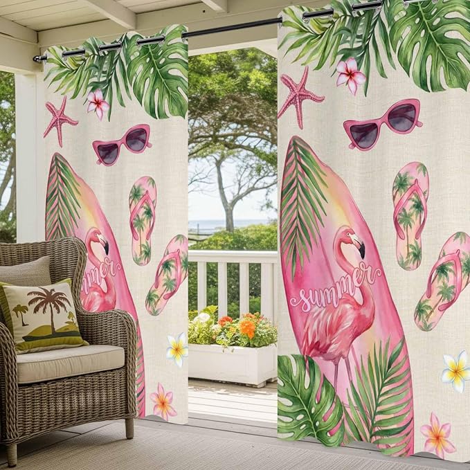Summer Flamingbirds Outdoor Curtains - Image 5