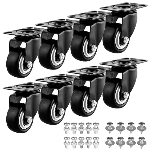 1.5" Casters Set of 8 Heavy-Duty Industrial Caster Wheels Without Brake PU by GcFoir