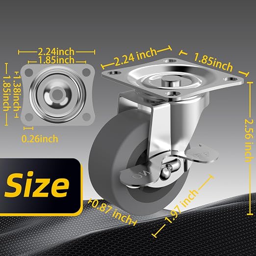 2" Caster Wheels, Casters Set of 8, Heavy Duty Casters - Image 2