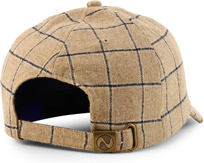 Trendy Apparel Shop Plaid Checker Wool Blend Unstructured Baseball Cap - Image 3
