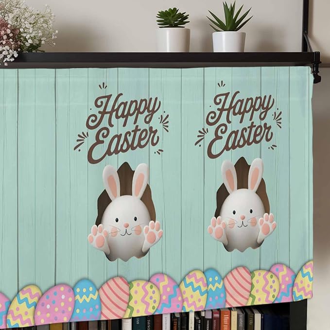 Green Easter Curtain Valances for Windows, Kitchen Valance Window Treatment - Image 7