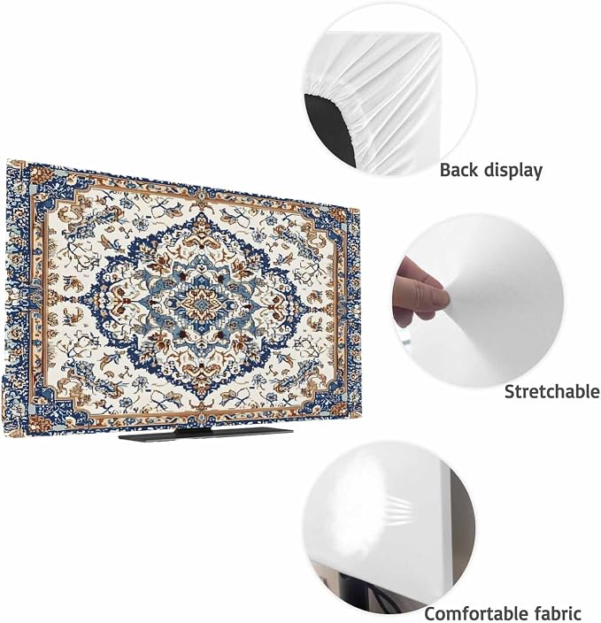 Vintage Boho Flower Texture Indoor TV Cover, Elastic TV Screen Protector - Image 7