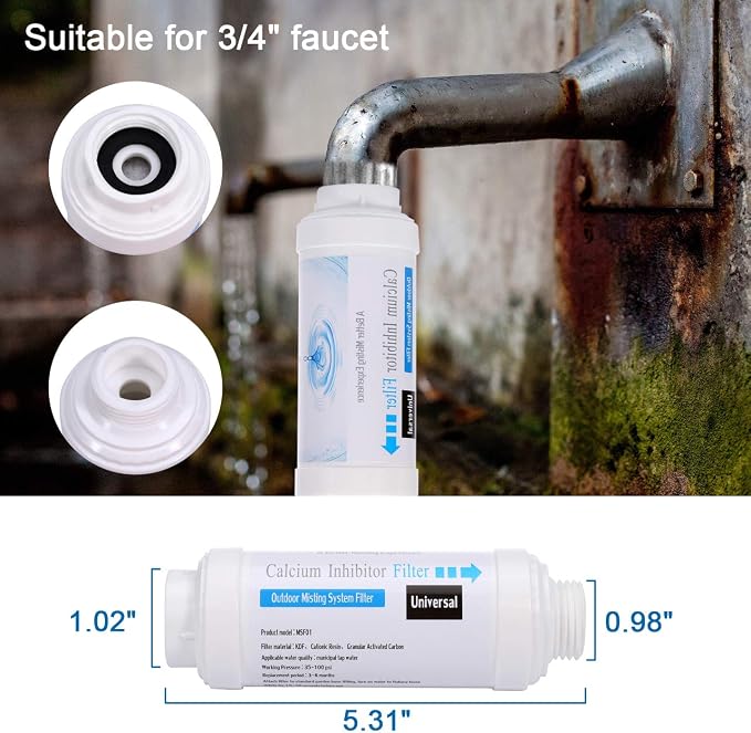 CozyCabin Mist Calcium Inhibitor Filter Outdoor Misting System Filter, Prevent - Image 3