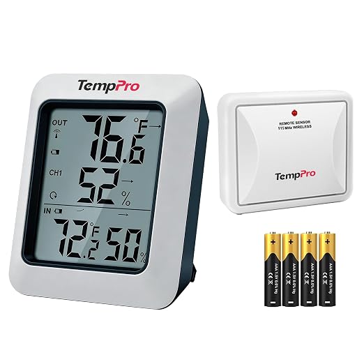 TempPro TP60 Wireless Indoor Outdoor Thermometer Hygrometer by TempPro