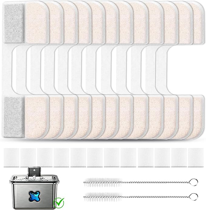 12PK Cat Fountain Filter for FN-W17 | 12 filters + 12 sponges + 2 brushes. by Unknown