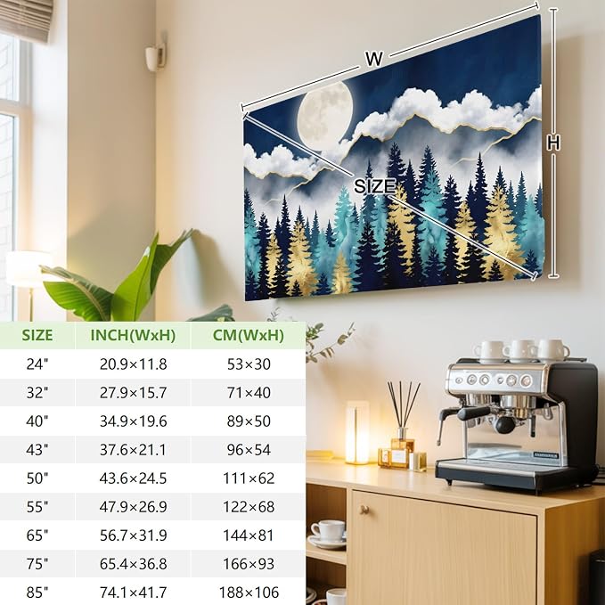 Moonlit Night Forest Mountains Indoor TV Cover, Elastic TV Screen Protector - Image 4